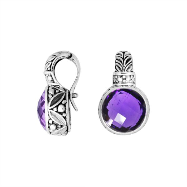 AP-8003-AM Sterling Silver Pendant With Amethyst Q. & Enhancer Pendant Bail Jewelry Bali Designs Inc 