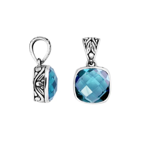 AP-8004-BT Sterling Silver Pendant With Blue Topaz Q. Jewelry Bali Designs Inc 