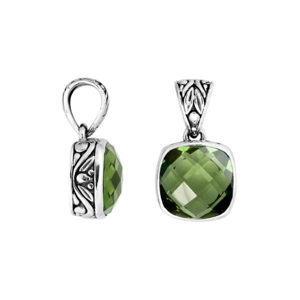 AP-8004-GAM Sterling Silver Pendant With Green Amethyst Q. Jewelry Bali Designs Inc 
