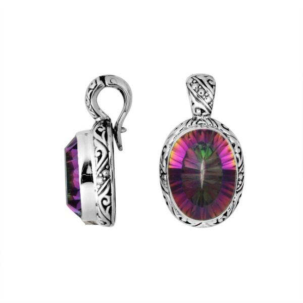 AP-8025-MT Sterling Silver Pendant With Mystic Quartz & Enhancer Pendant Bail Jewelry Bali Designs Inc 