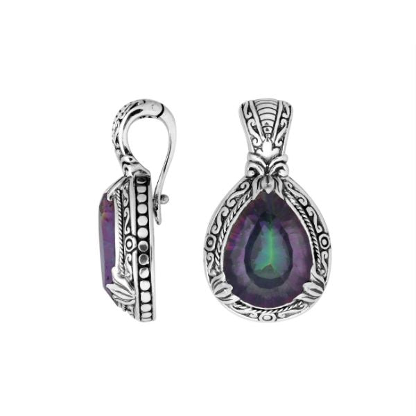 AP-8026-MT Sterling Silver Pear Shape Pendant With Mystic Quartz & Enhancer Pendant Bail Jewelry Bali Designs Inc 