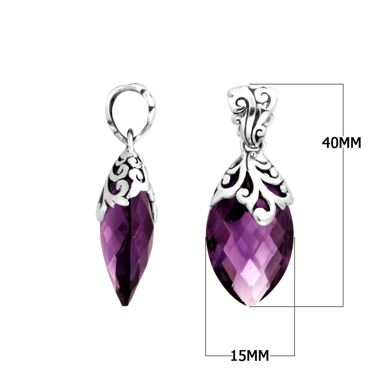 AP-8035-AM Sterling Silver Pendant With Amethyst Q. Jewelry Bali Designs Inc 
