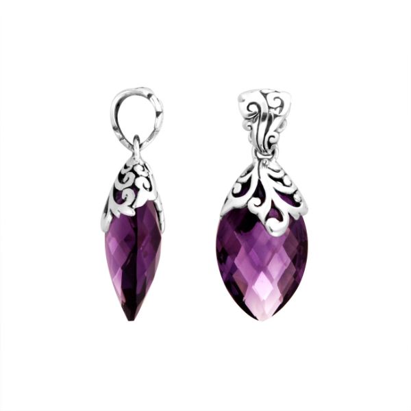 AP-8035-AM Sterling Silver Pendant With Amethyst Q. Jewelry Bali Designs Inc 