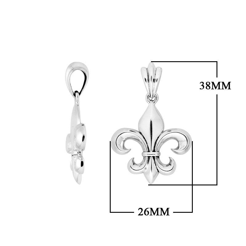 AP-9007-S Sterling Silver Beautiful Designer Fleur De lis Pendant With Plain Silver Jewelry Bali Designs Inc 