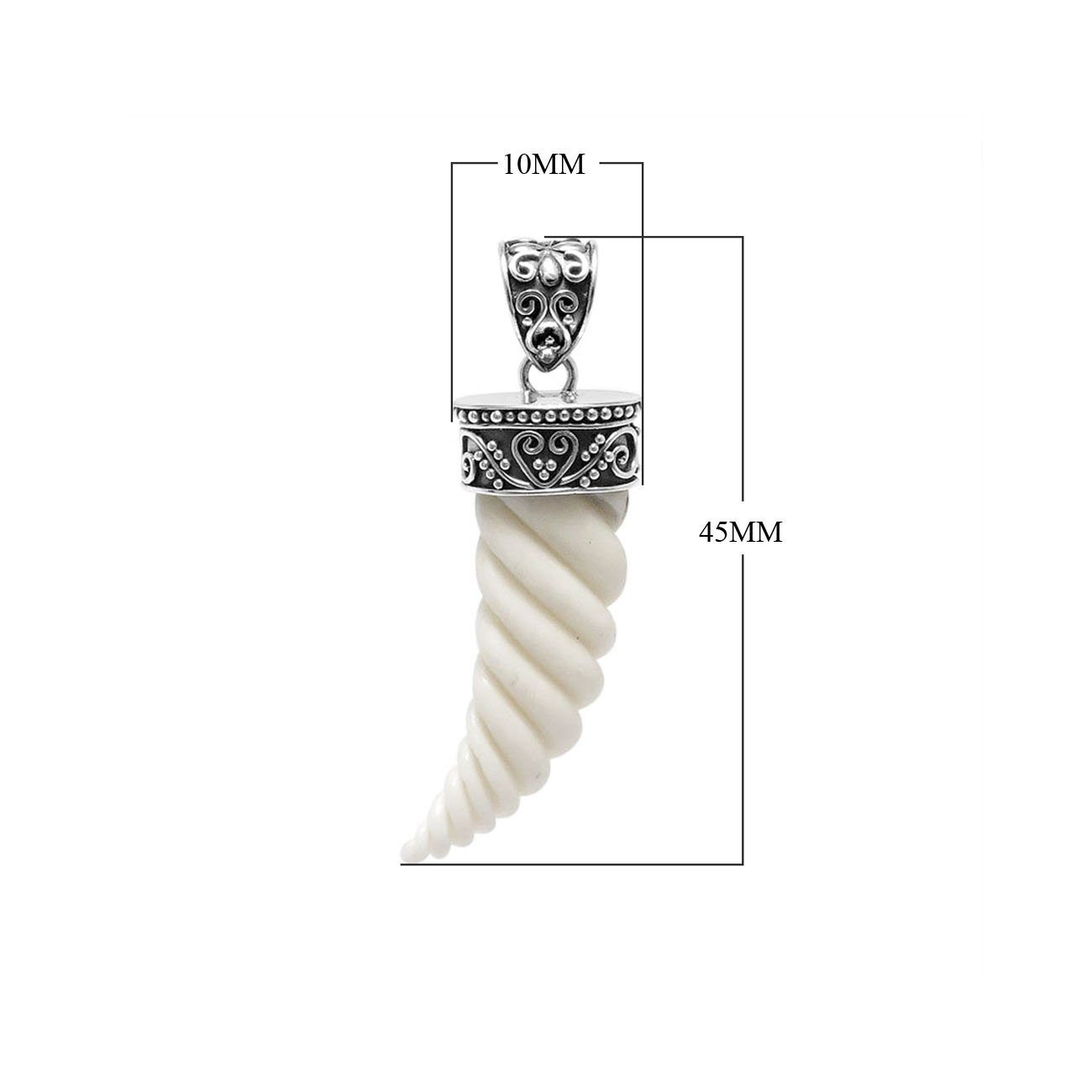 AP-9013-BN Sterling Silver Beautiful Sword Shape Pendant With Bone Jewelry Bali Designs Inc 