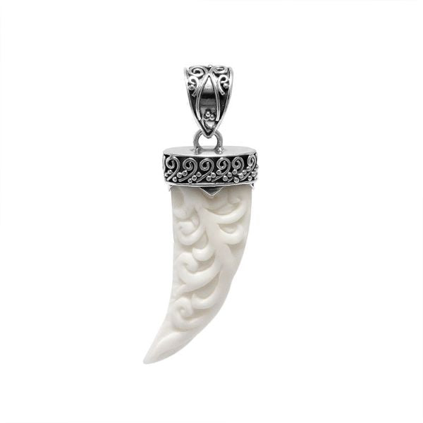 AP-9014-BN Sterling Silver Beautiful Design Sword Shape Pendant With Bone Jewelry Bali Designs Inc 