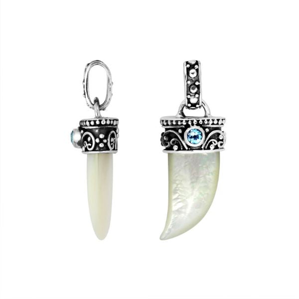 AP-9020-CO1 Sterling Silver Pendant With Blue Topaz & shall Jewelry Bali Designs Inc 