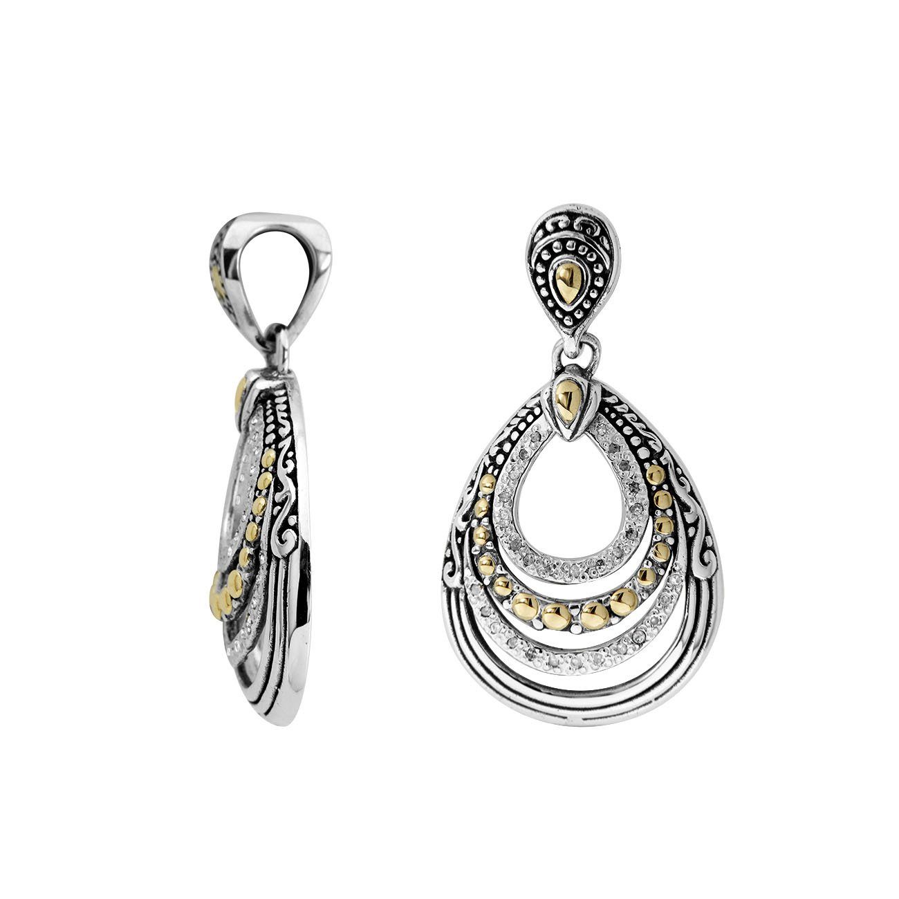APG-8043-DY Sterling Silver Pendant With 18K Gold And Diamond Jewelry Bali Designs Inc 