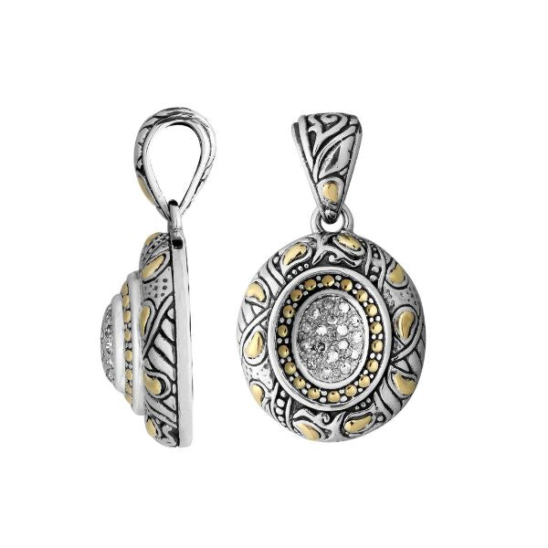APG-8049-DY Sterling Silver Pendant With 18K Gold And Diamond Jewelry Bali Designs Inc 