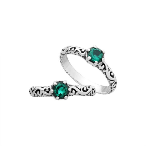 Sterling silver filigree ring with round Green Quartz, artisan handcrafted Quartz jewelry for women, elegant everyday accessory.