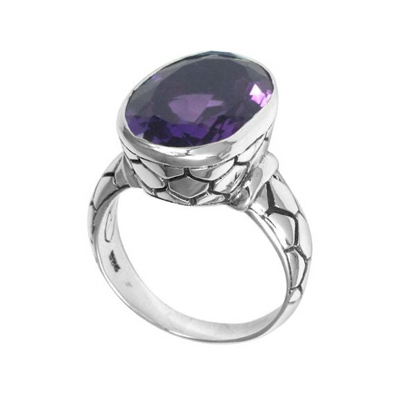 AR-6026-AM-6" Sterling Silver Ring With Amethyst Q. Jewelry Bali Designs Inc 