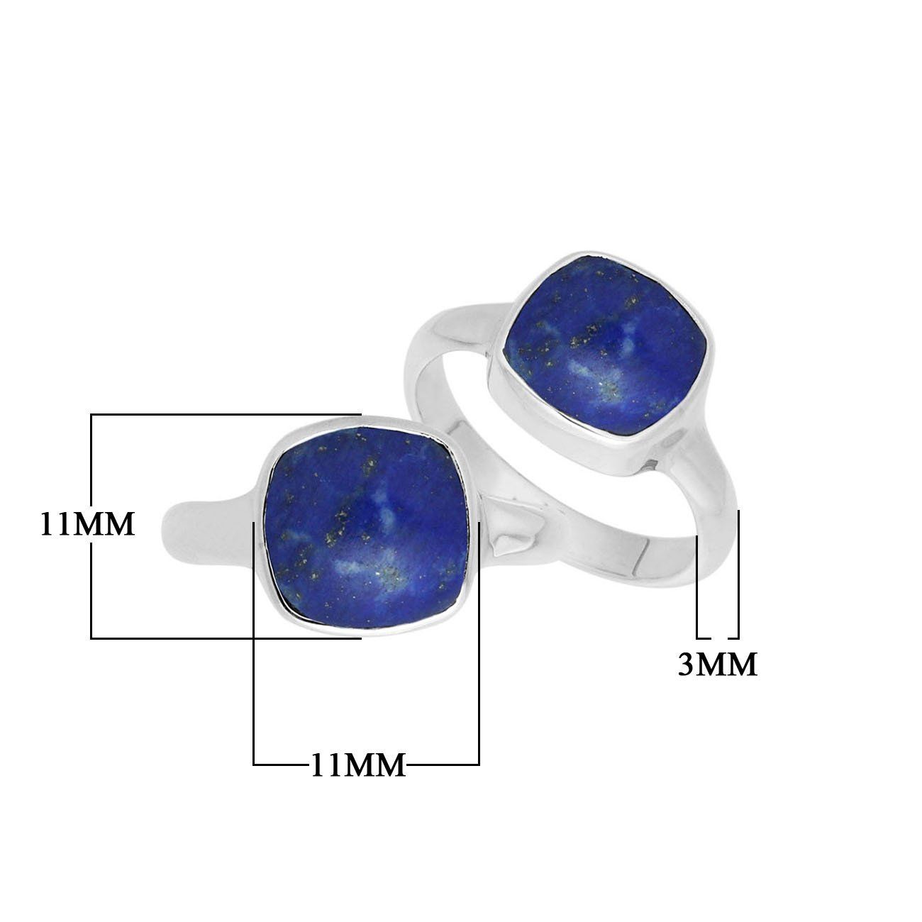 Handmade sterling silver double stone ring with Lapis Lazuli in minimalist bezel design