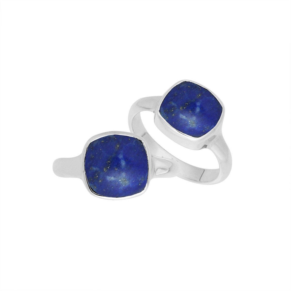 Handmade sterling silver double stone ring with Lapis Lazuli in minimalist bezel design