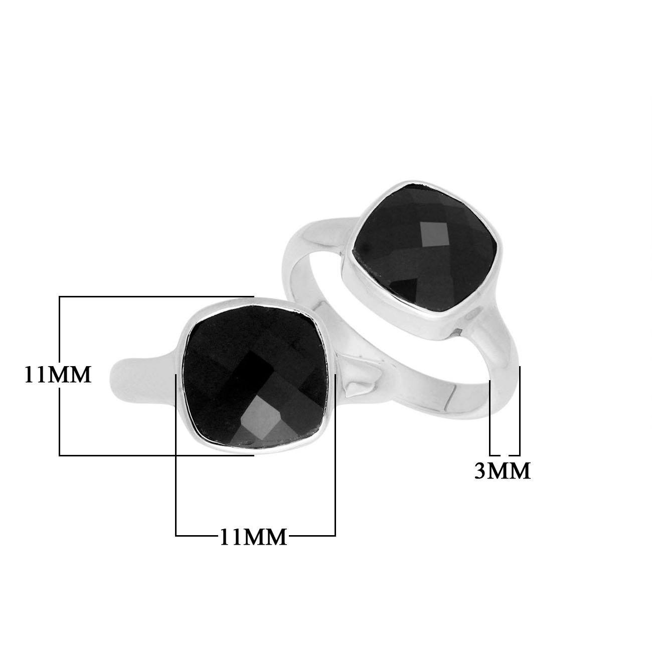 Handmade sterling silver double stone ring with Black Onyx in a modern bezel design