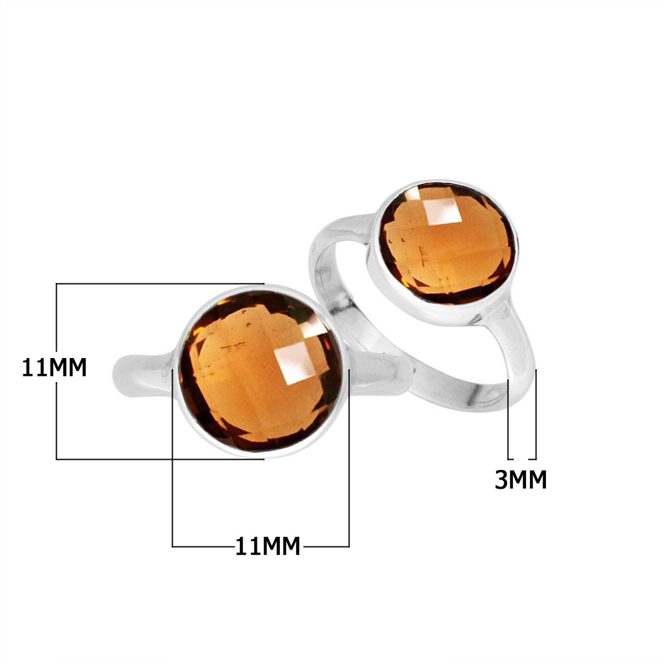 Handmade sterling silver round bezel double stone ring with Citrine Quartz