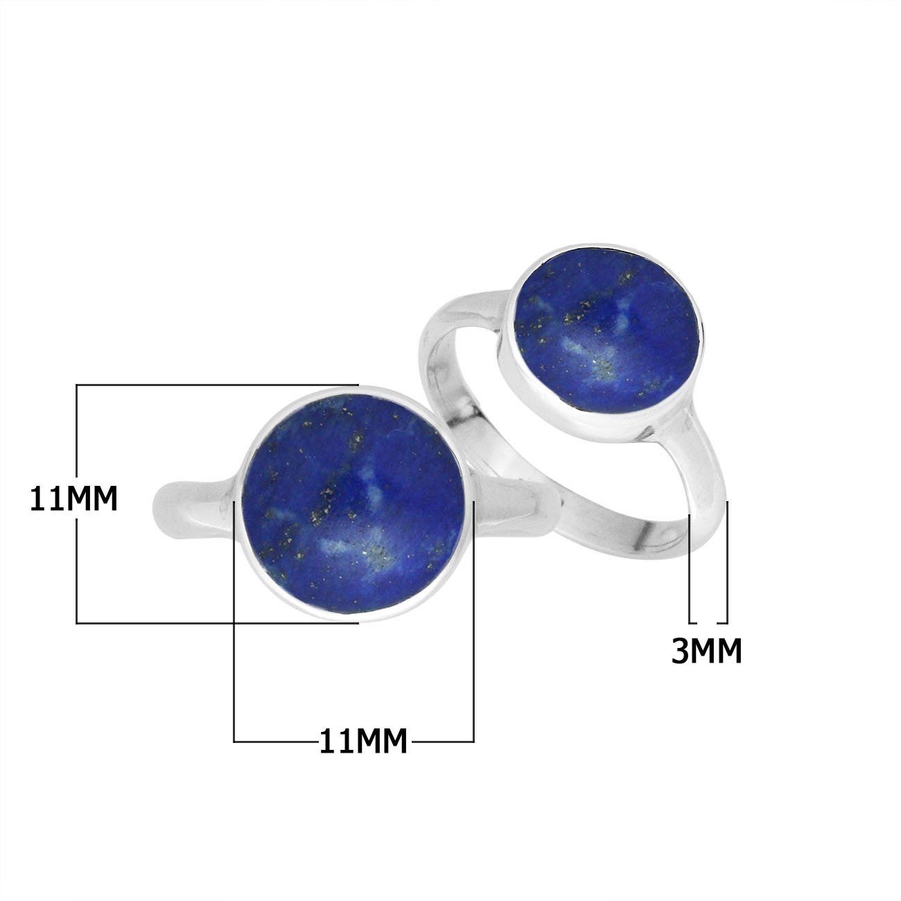 Handmade sterling silver round bezel double stone ring with Lapis Lazuli