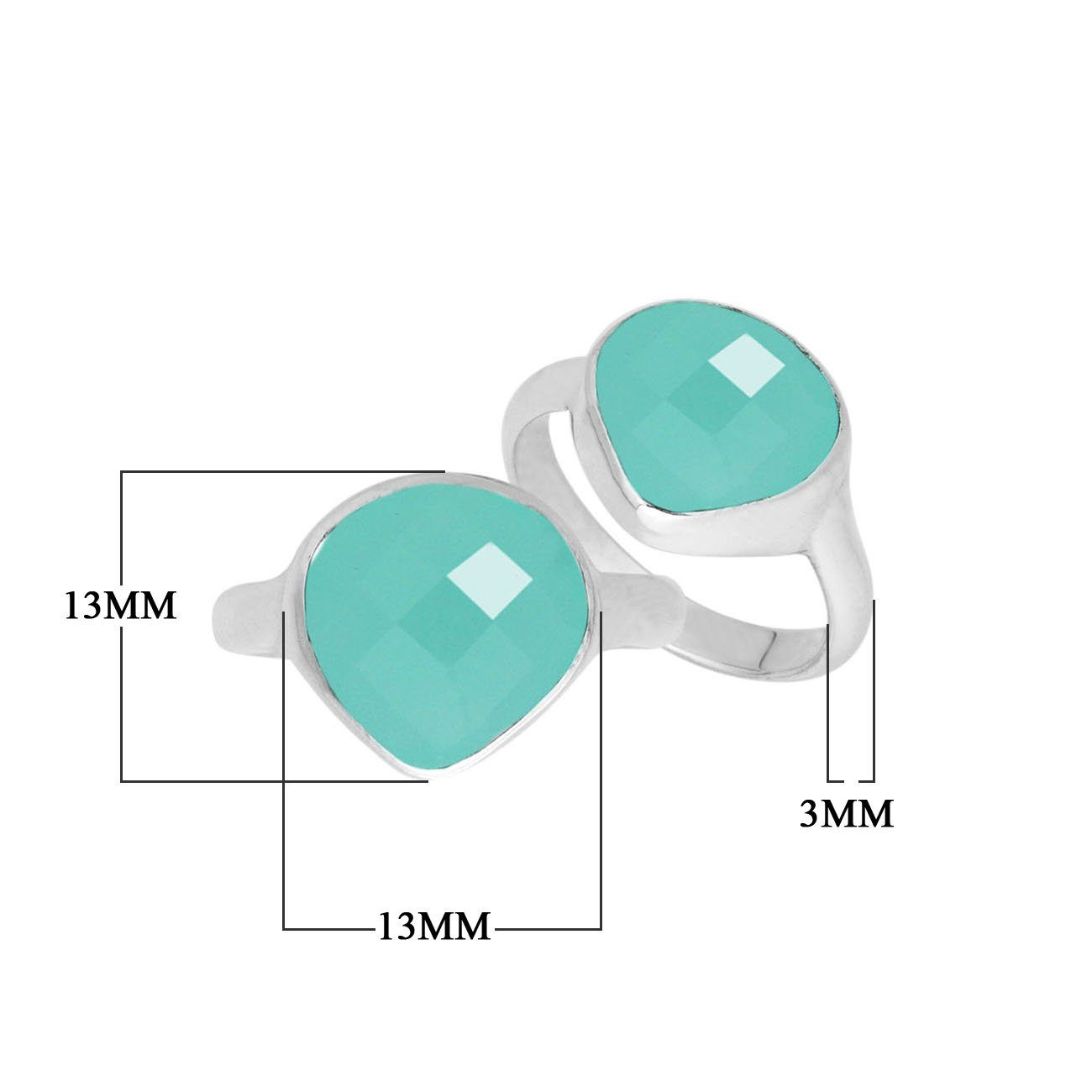 Handmade sterling silver pear bezel double stone ring with Green Chalcedony Quartz