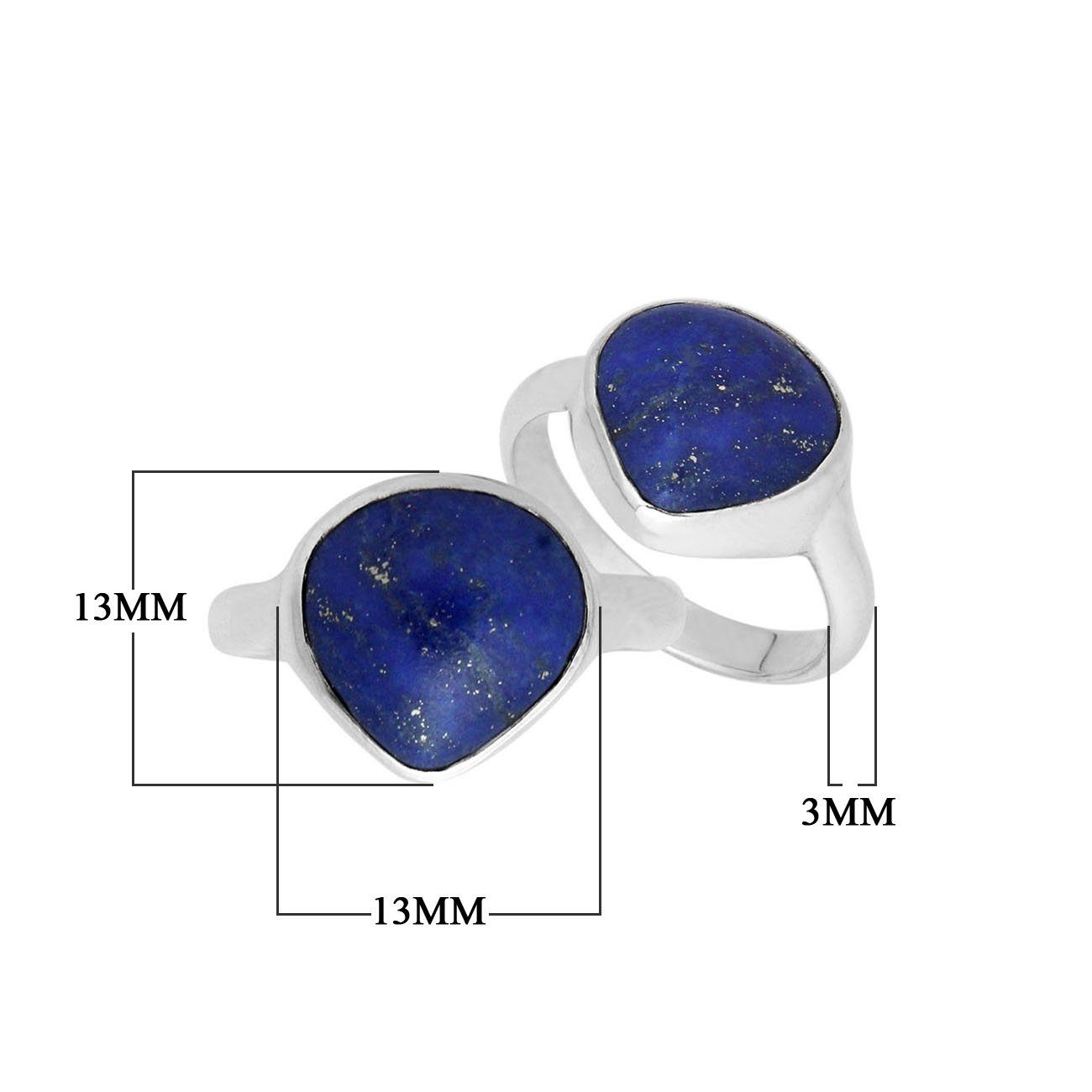Handmade sterling silver pear bezel double stone ring with Lapis Lazuli