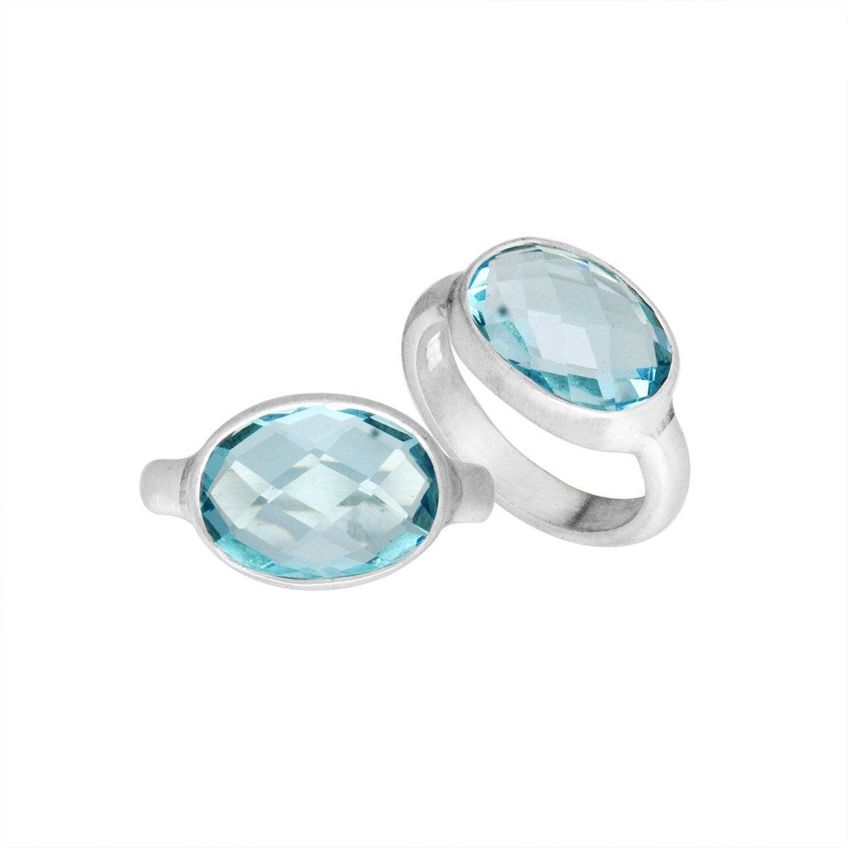 Blue Quartz oval sterling silver ring handcrafted in Bali with a polished finish for women’s jewelry.
