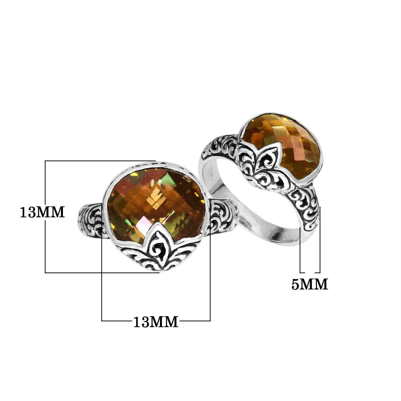 Sterling Silver faceted Citrine Quartz women’s ring with handcrafted silver band
