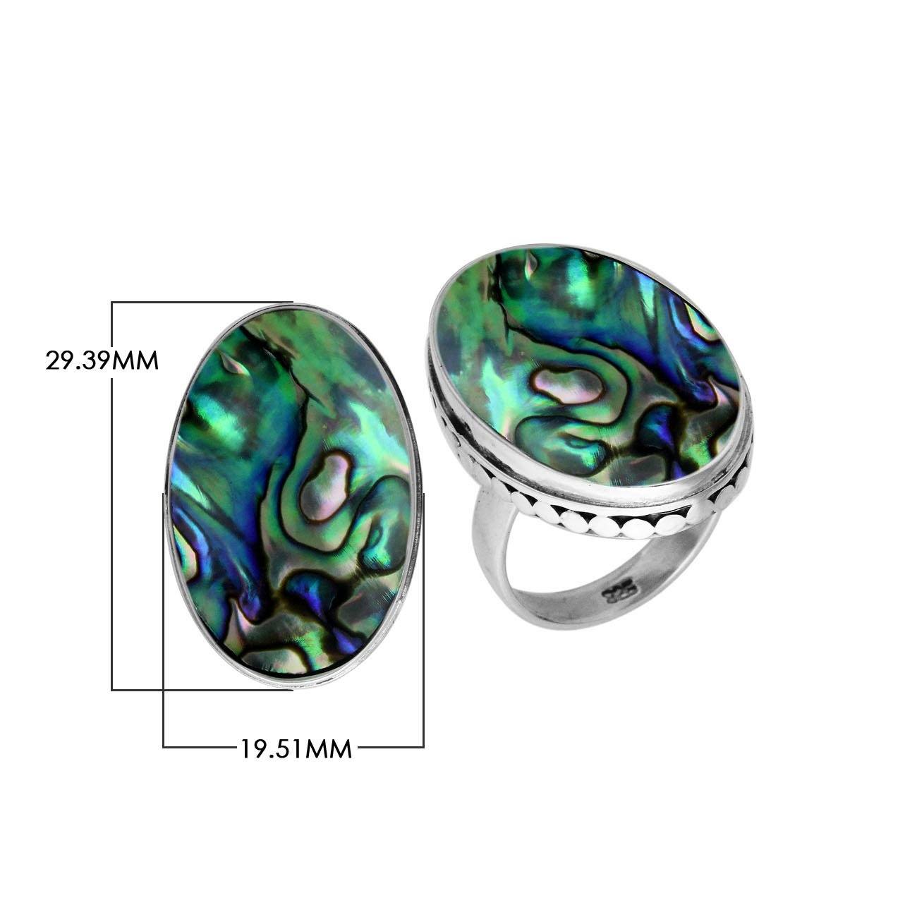 Sterling Silver Handcrafted Abalone Shell Oval Statement Ring