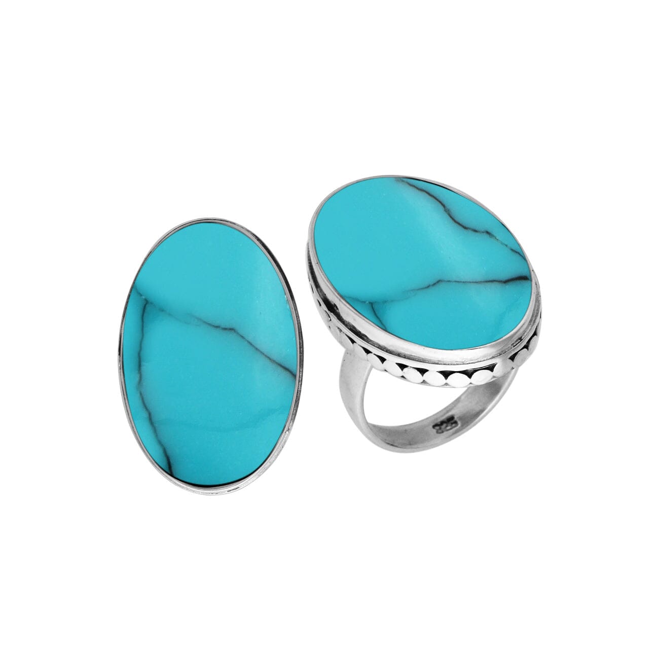 Sterling Silver Handcrafted Turquoise Shell Oval Statement Ring