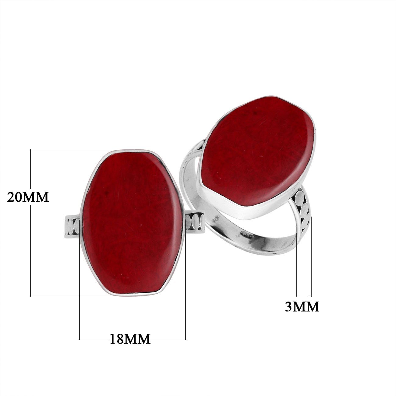 Sterling Silver Handcrafted Red Coral Statement Ring
