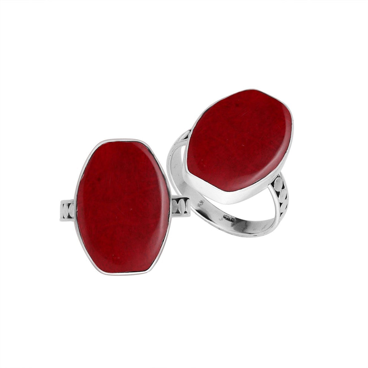 Sterling Silver Handcrafted Red Coral Statement Ring