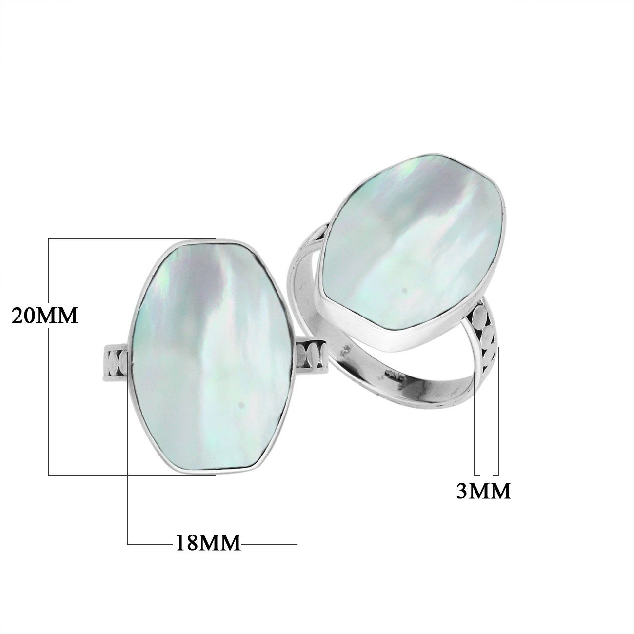 Sterling Silver Handcrafted Mother Of Pearl Statement Ring