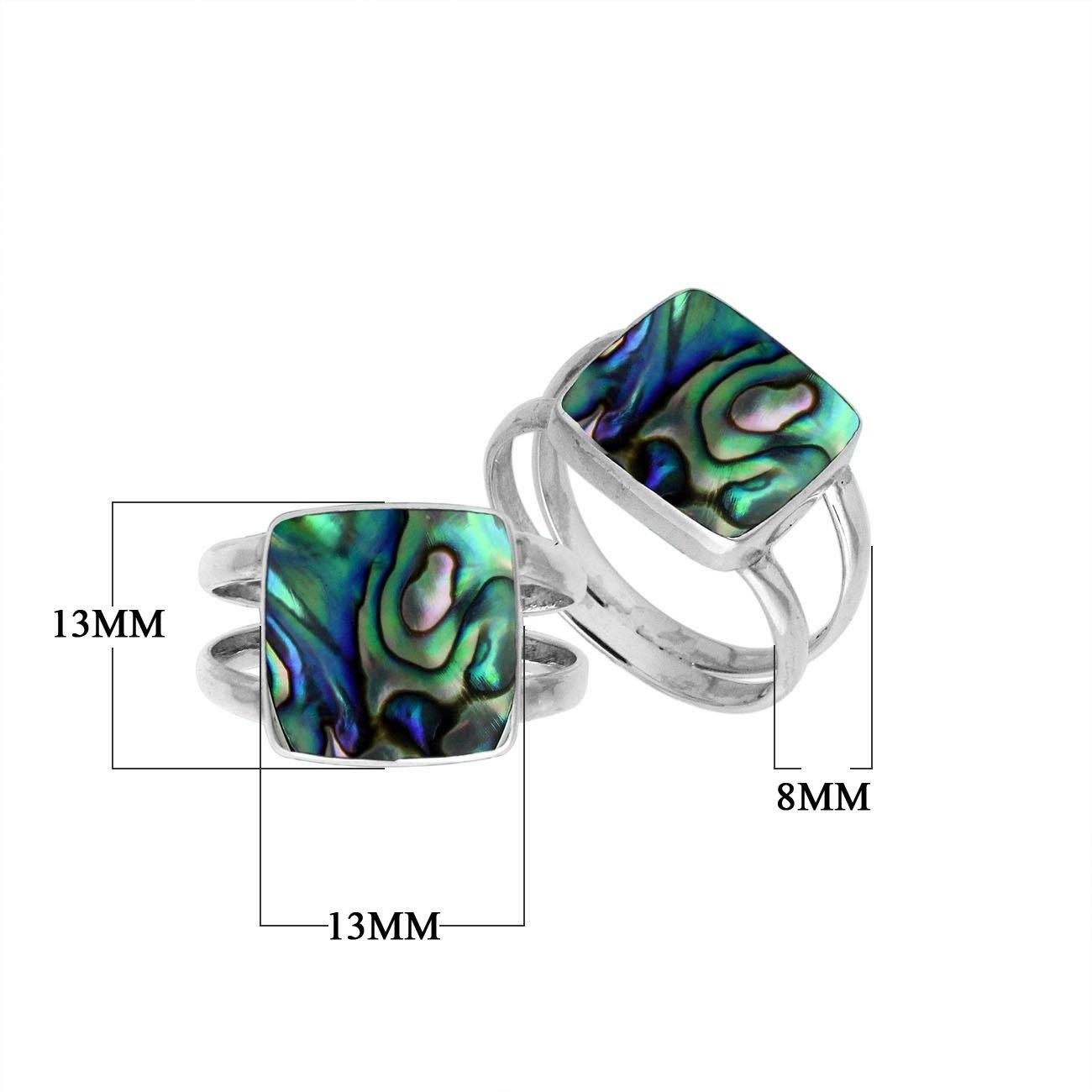Sterling Silver Handcrafted Abalone Shell Square Shape Statement Ring