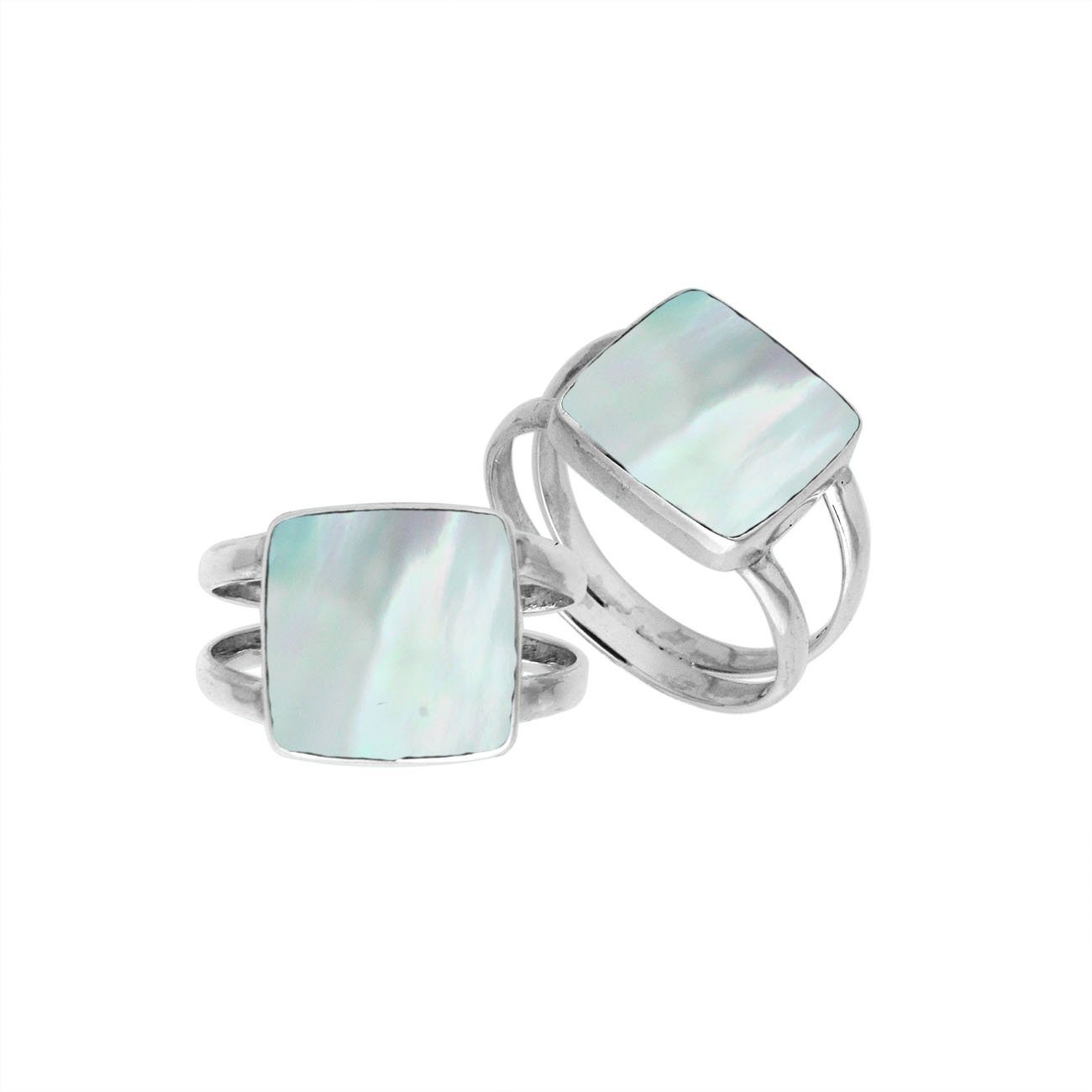 Sterling Silver Handcrafted Mother Of Pearl Square Shape Statement Ring