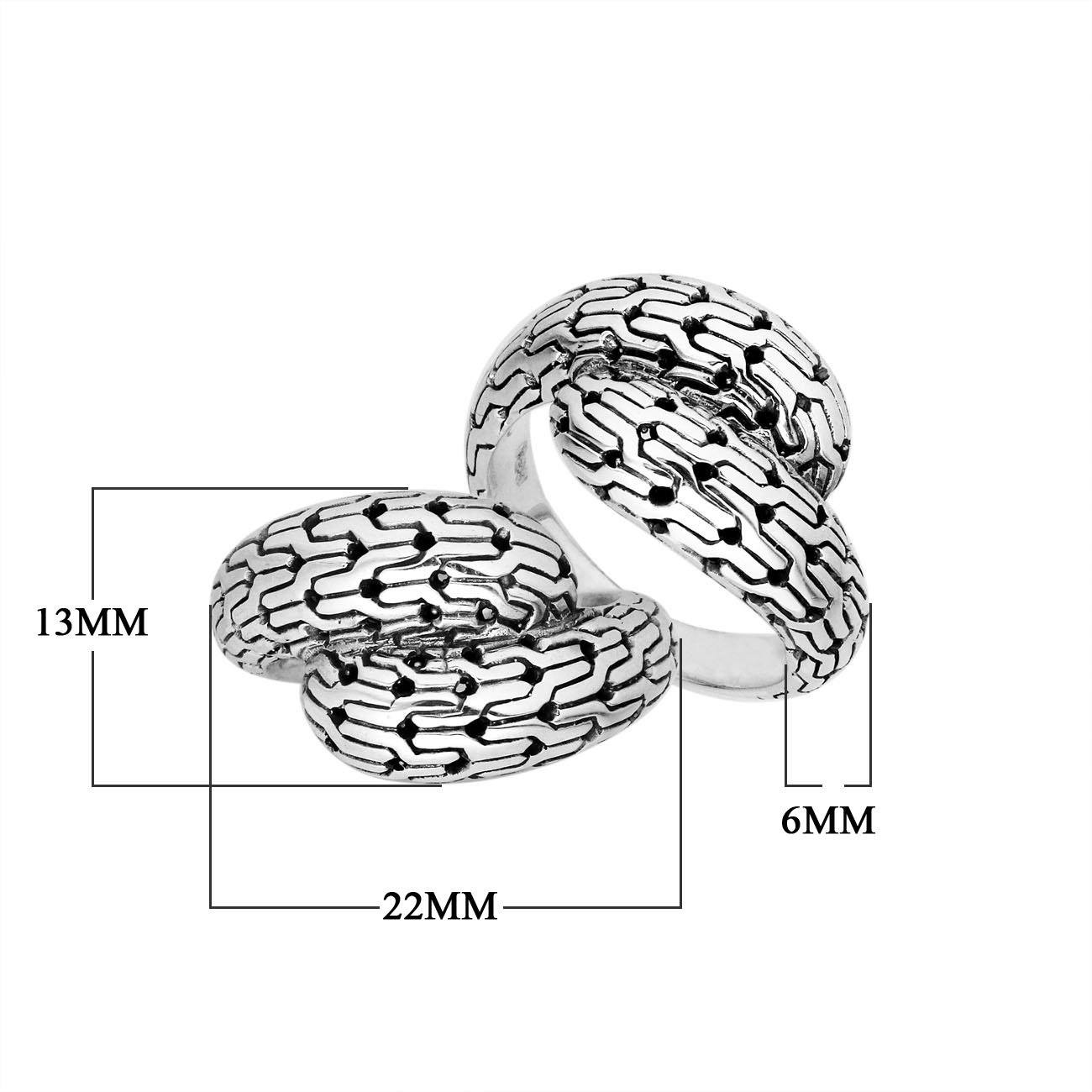 Elegant Sterling Silver Bold Pattern Ring In Balinese Design