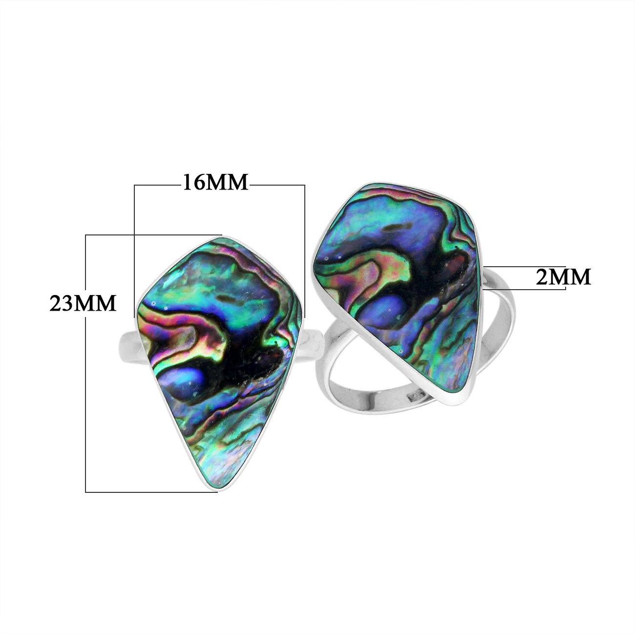 Sterling Silver Elongated Abstract Statement Ring With Abalone Shell