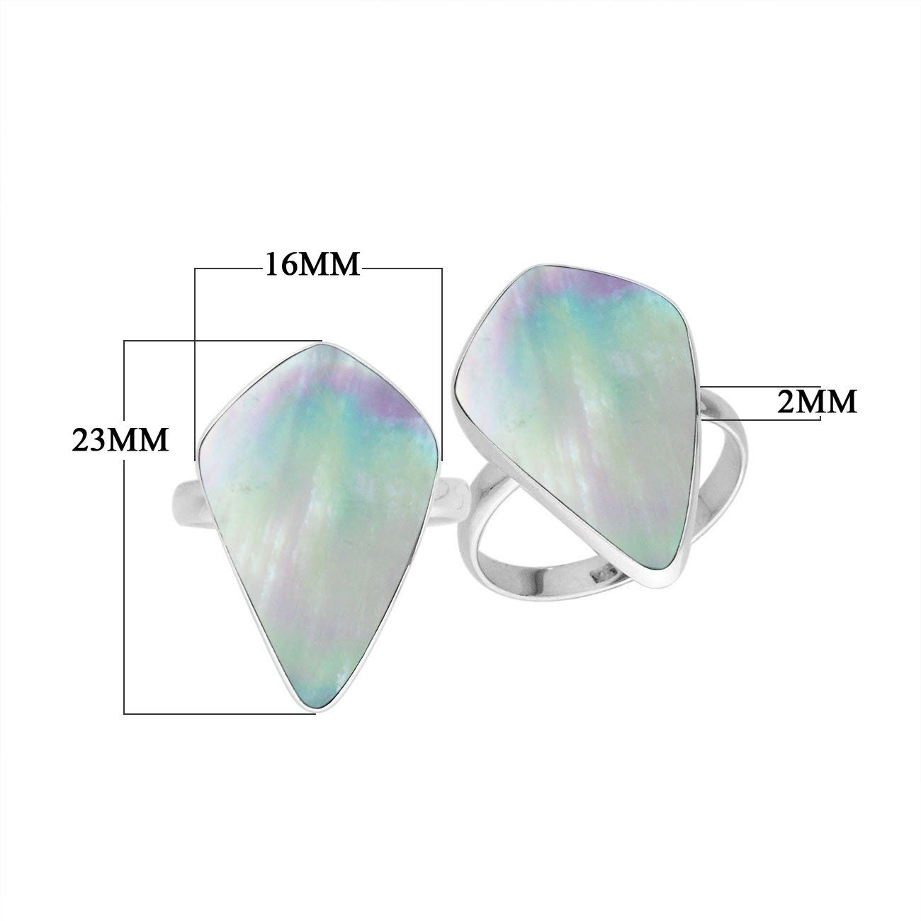Sterling Silver Elongated Abstract Statement Ring With Mother Of Pearl