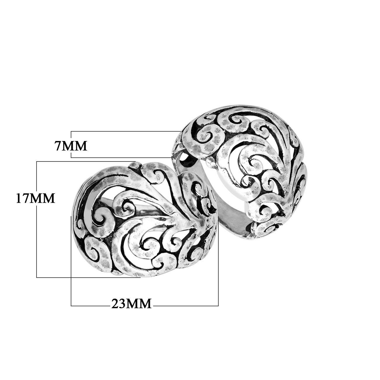 Sterling Silver Balinese Oxidized Dome Statement Ring With Swirl Design