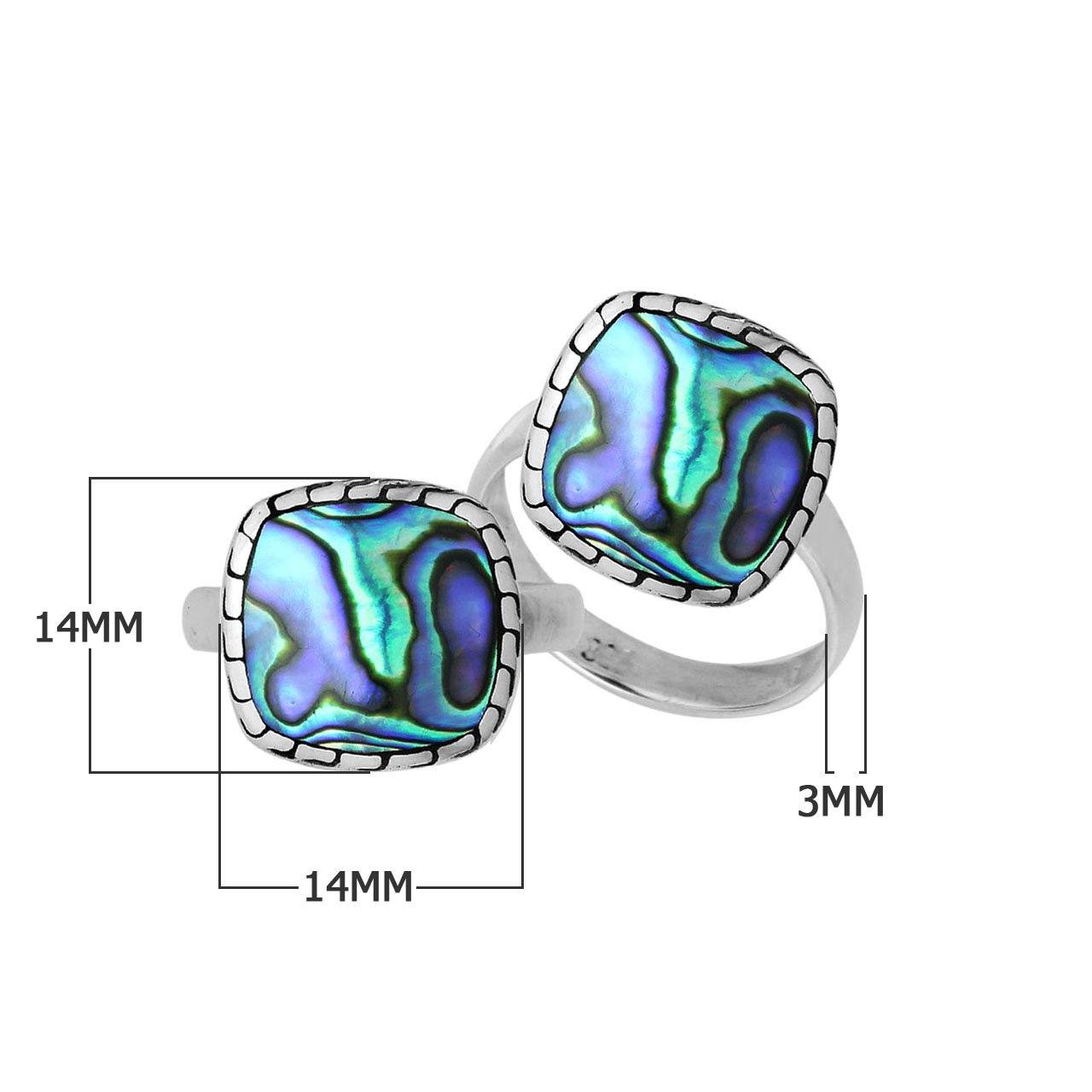 Sterling Silver Cushion Shape Textured Statement Ring With Abalone Shell