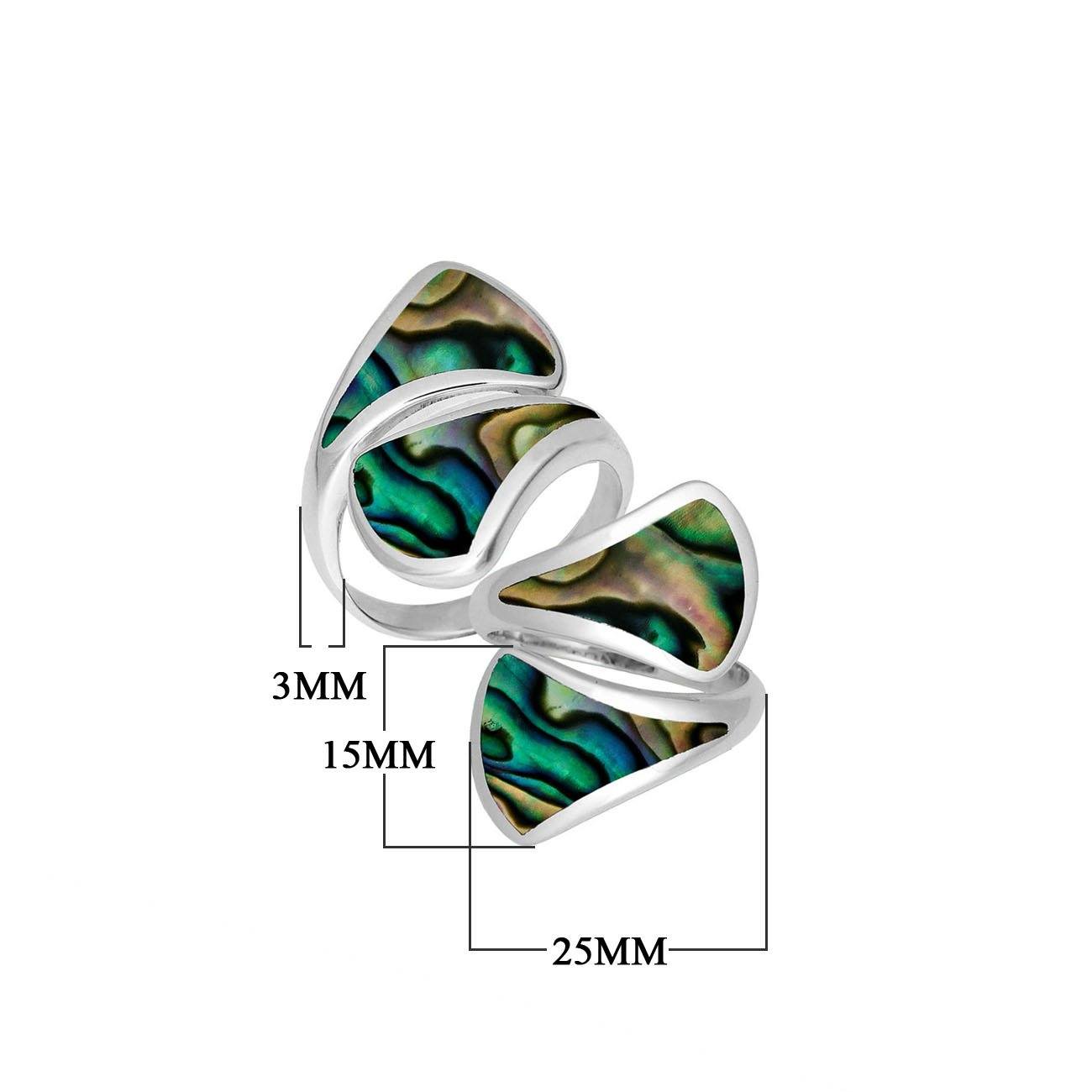 Sterling Silver Abalone Shell Modern Open Shape Statement Ring With Artistic Design
