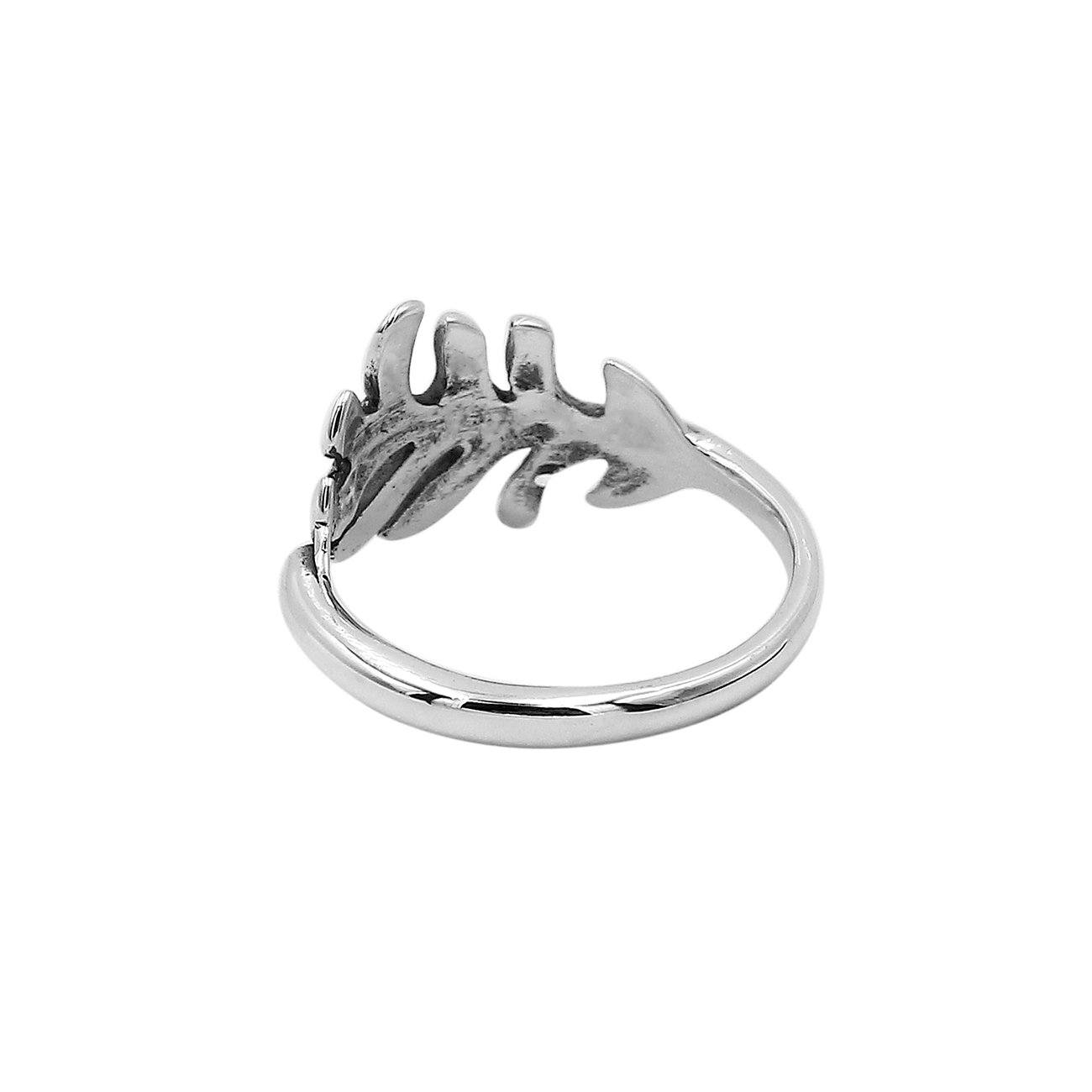 Balinese silver feather shape simple designer ring with polished finish
