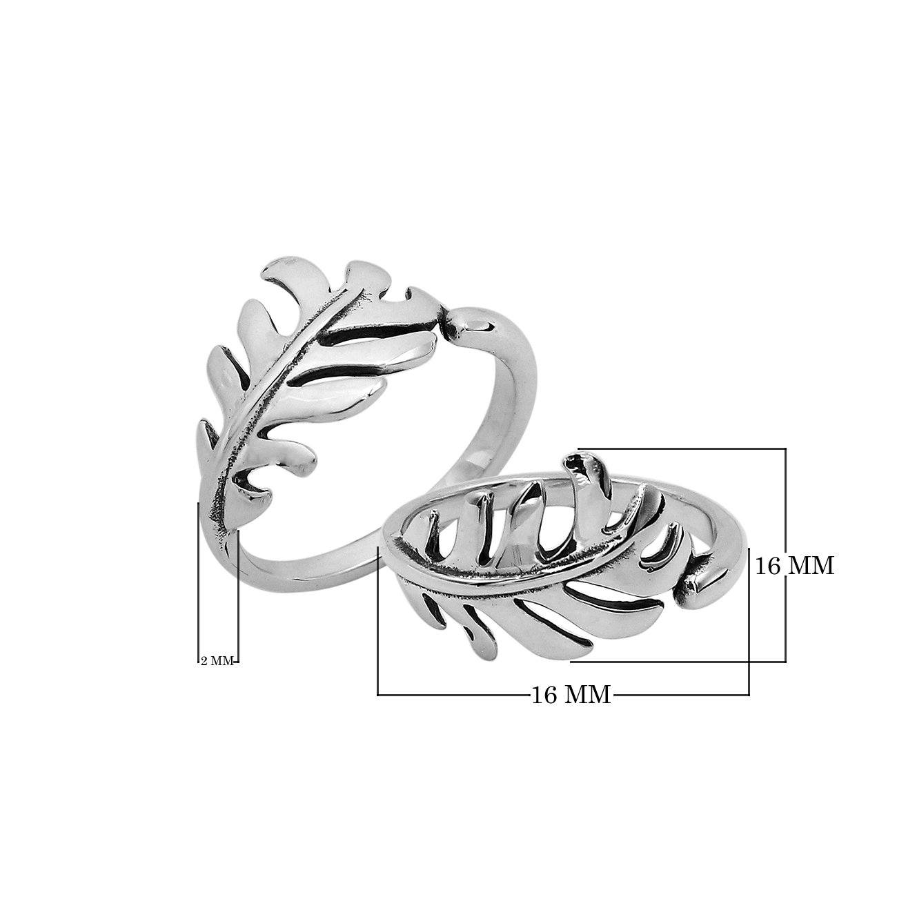 Balinese silver feather shape simple designer ring with polished finish