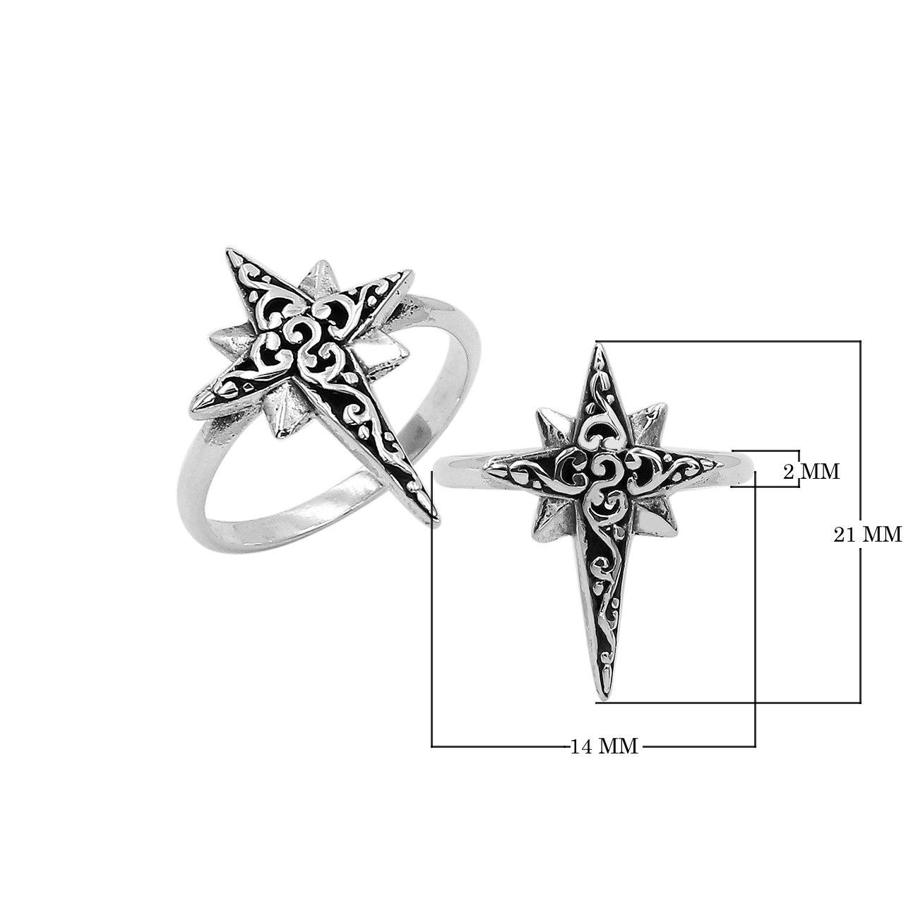Balinese silver compass shape ring with polished designer finish