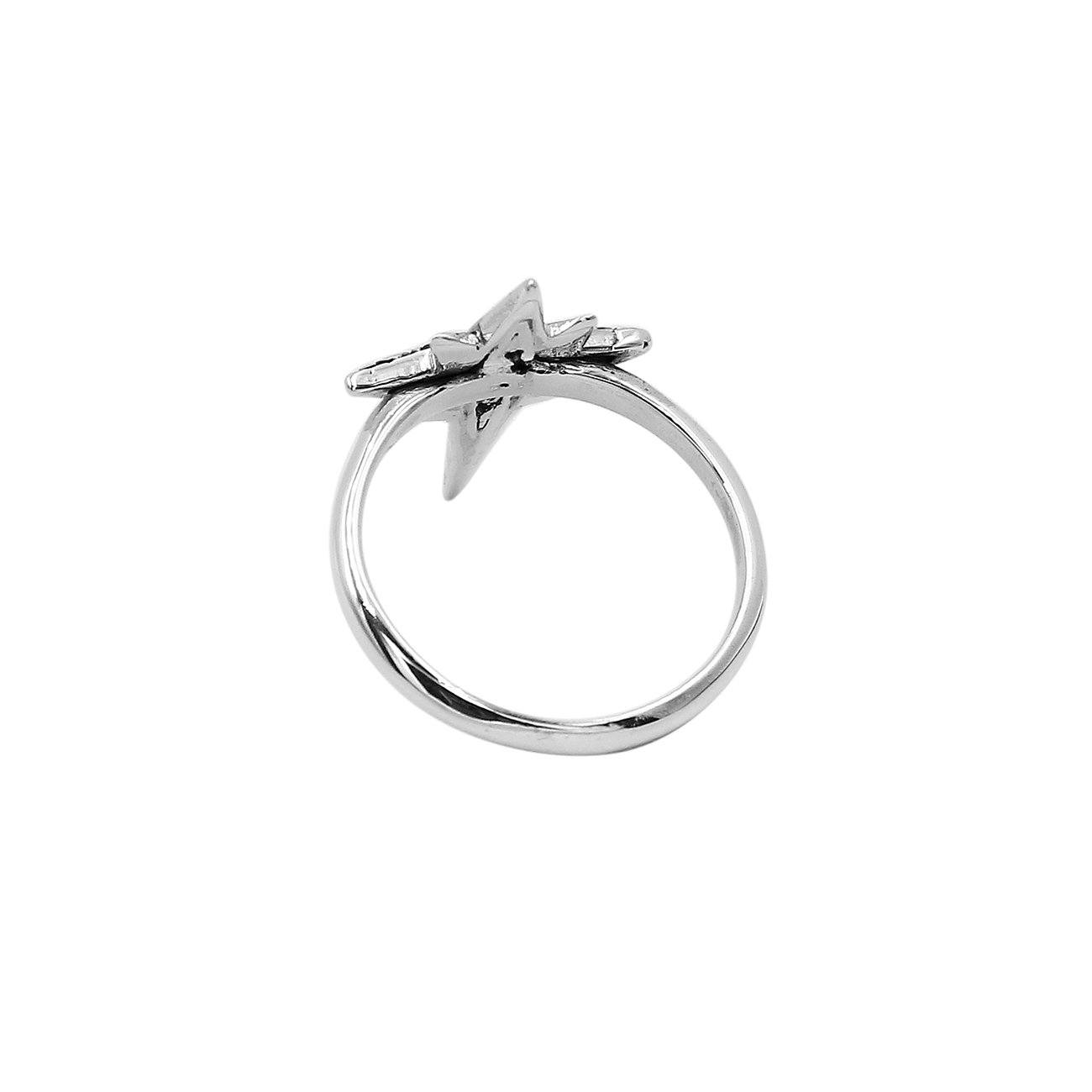 Balinese silver compass shape ring with polished designer finish