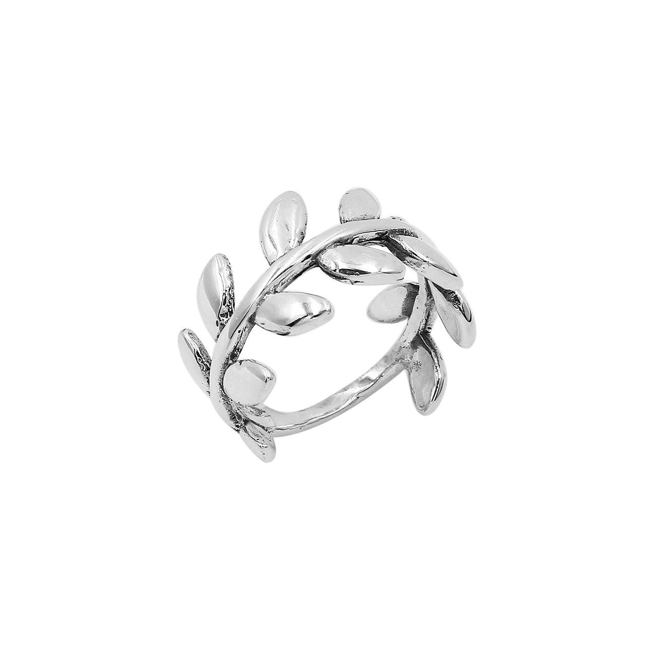 Balinese Silver Beautiful Simple Designer Leaf Ring With Polished Finish