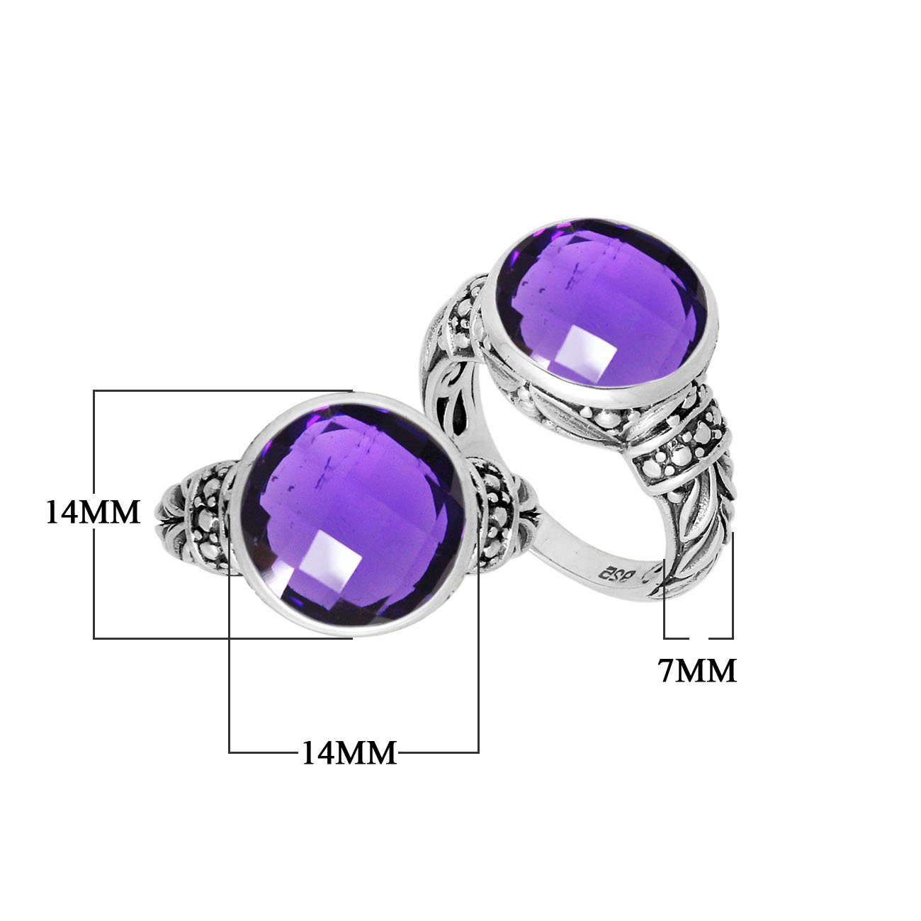 Sterling Silver Elegant Amethyst Quartz Ring With Handcrafted Filigree Design