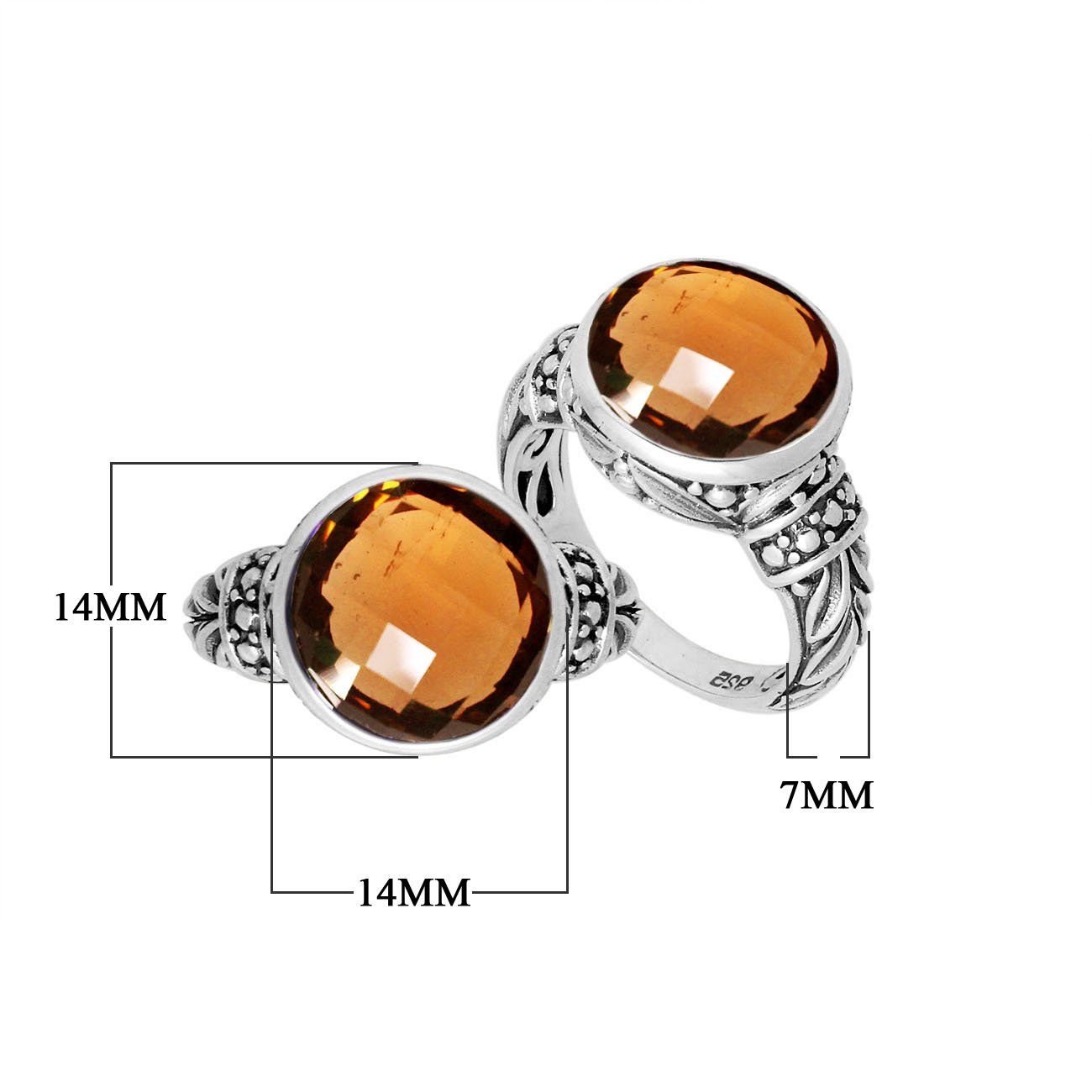 Sterling Silver Elegant Citrine Quartz Ring With Handcrafted Filigree Design