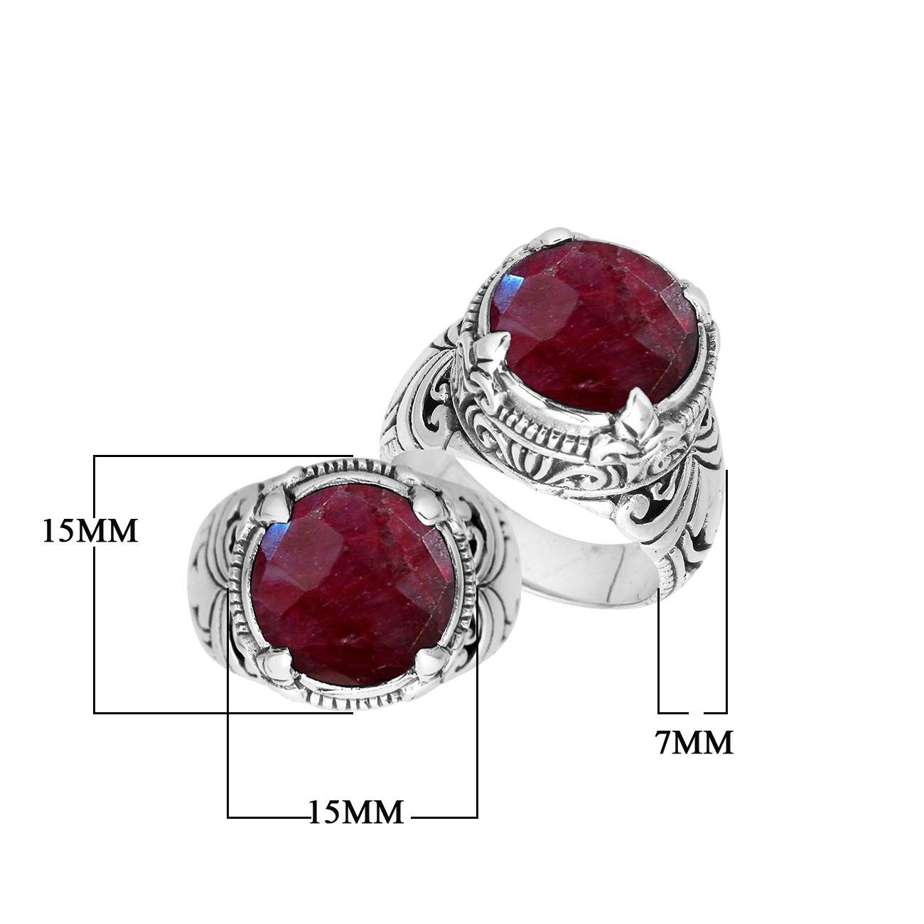 Sterling Silver Balinese Ruby Quartz Ring With Elegant Round Shape Design