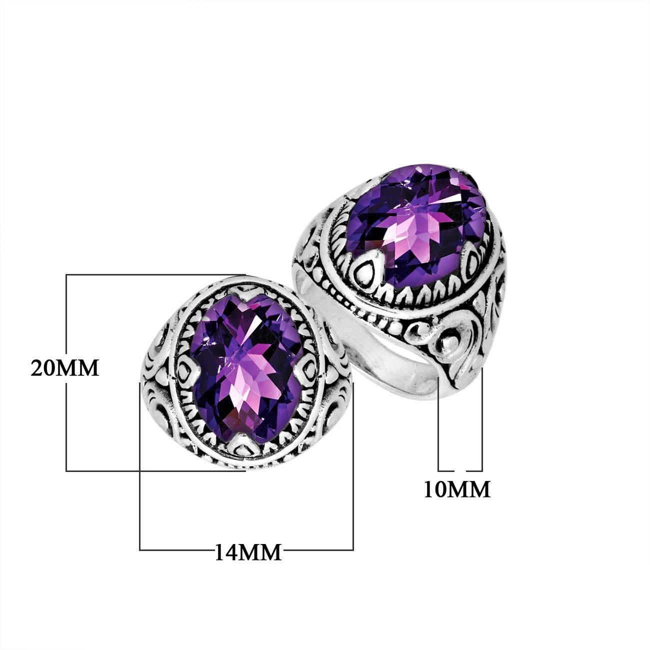 Sterling Silver Amethyst Quartz Oval Balinese Ring Handcrafted In Indonesia