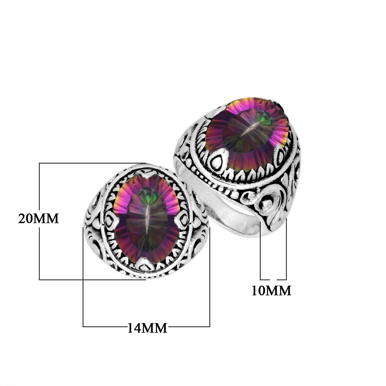 Sterling Silver Mystic Quartz Oval Balinese Ring Handcrafted In Indonesia
