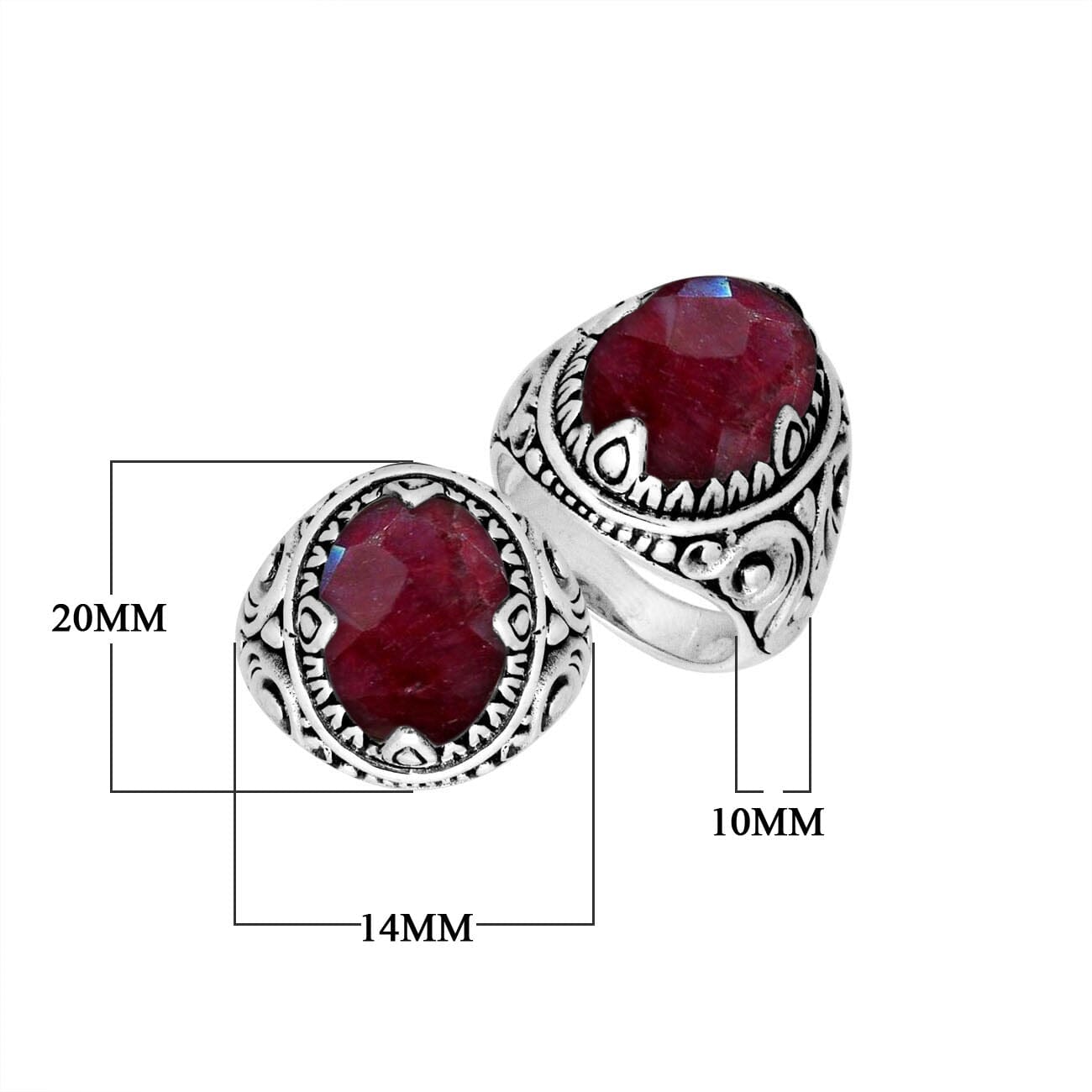 Sterling Silver Ruby Quartz Oval Balinese Ring Handcrafted In Indonesia