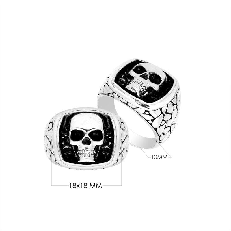 Handcrafted Sterling Silver Beautiful Designer Skull Armor Heritage Warrior Statement Ring With Balinese Detailing.