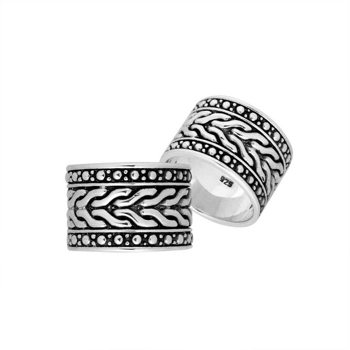 AR-9019-S-6'' Sterling Silver Beautiful,Pretty Designer Round Shape Ring With Plain Silver Jewelry Bali Designs Inc 